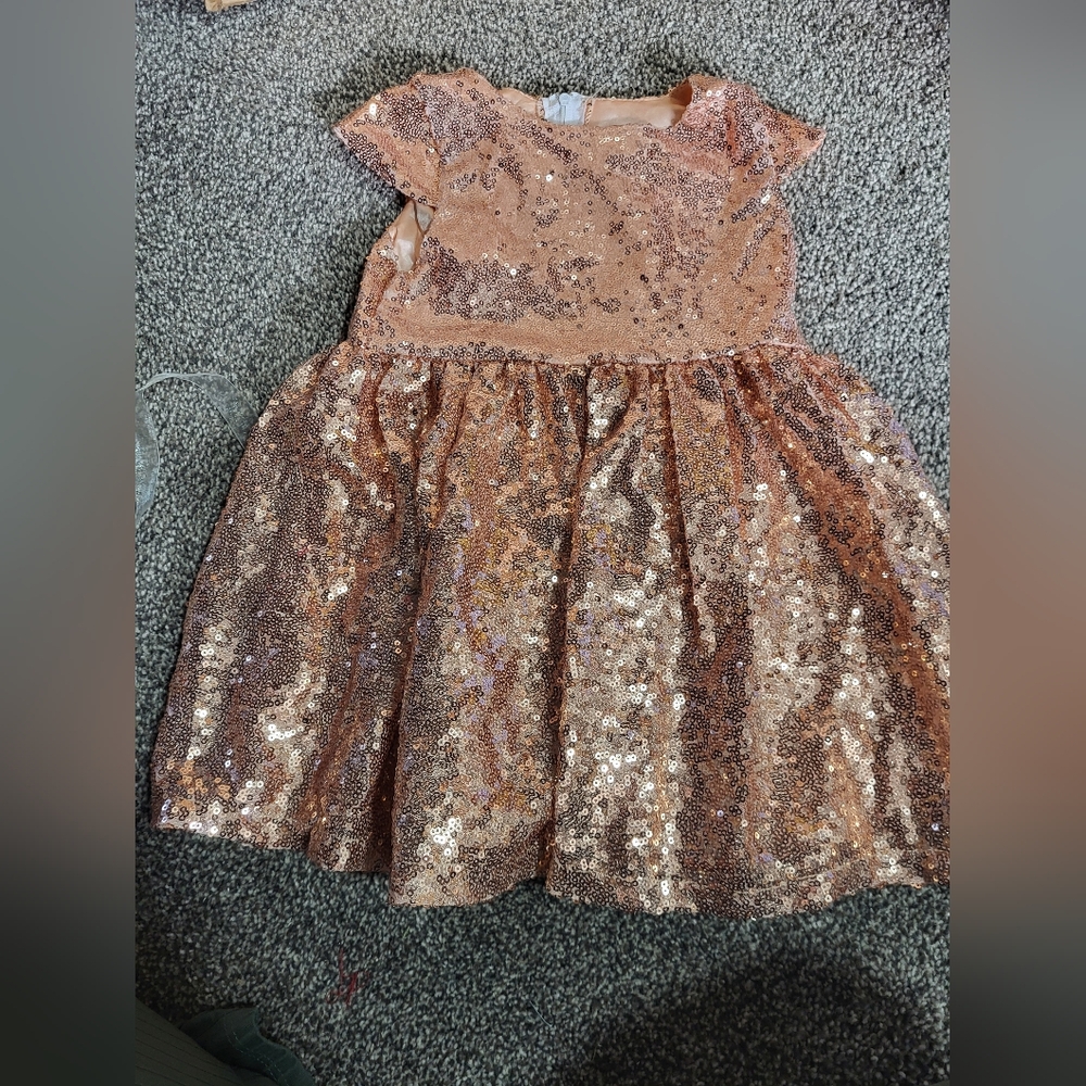 Rose gold sparkle toddler girl dress